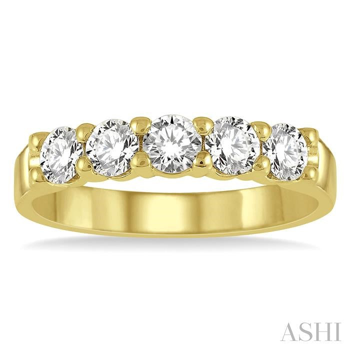 ASHI Round Shape 5 Stone Diamond Wedding Band 33342PPFHYG