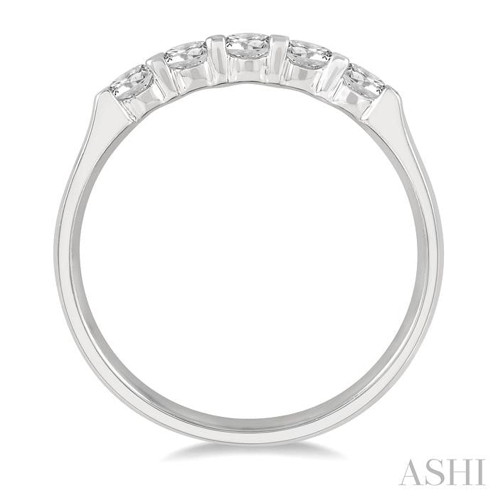 ASHI Round Shape 5 Stone Diamond Wedding Band 33343PPFHWG