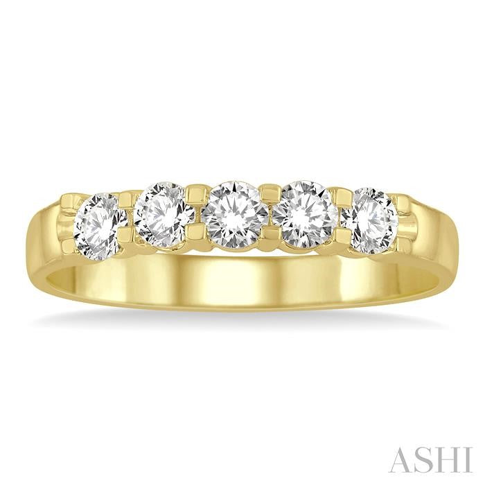 ASHI Round Shape 5 Stone Diamond Wedding Band 33343PPFHYG
