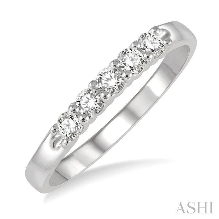 ASHI Round Shape 5 Stone Diamond Wedding Band 33346PPFHWG
