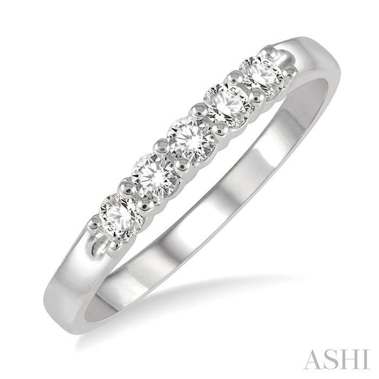 ASHI Round Shape 5 Stone Diamond Wedding Band 33346PPFHWG