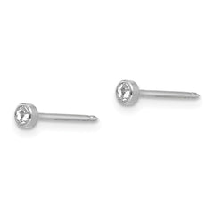 334E Inverness 14k White 3mm Crystal Bezel Earrings