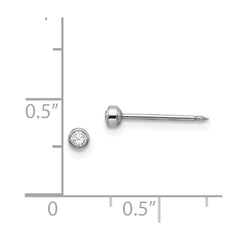 334E Inverness 14k White 3mm Crystal Bezel Earrings