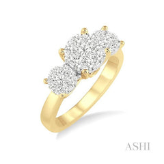 ASHI Round Shape Past Present & Future Lovebright Essential Diamond Engagement Ring 36922PPFGYW