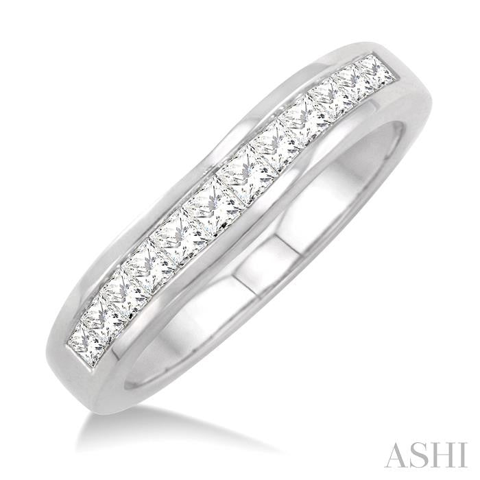 ASHI Channel Set Curved Diamond Wedding Band 35223PPFHWG
