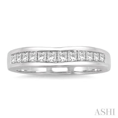 ASHI Channel Set Curved Diamond Wedding Band 35223PPFHWG