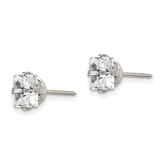 356E Inverness Stainless Steel 7mm Faceted Square CZ Earrings