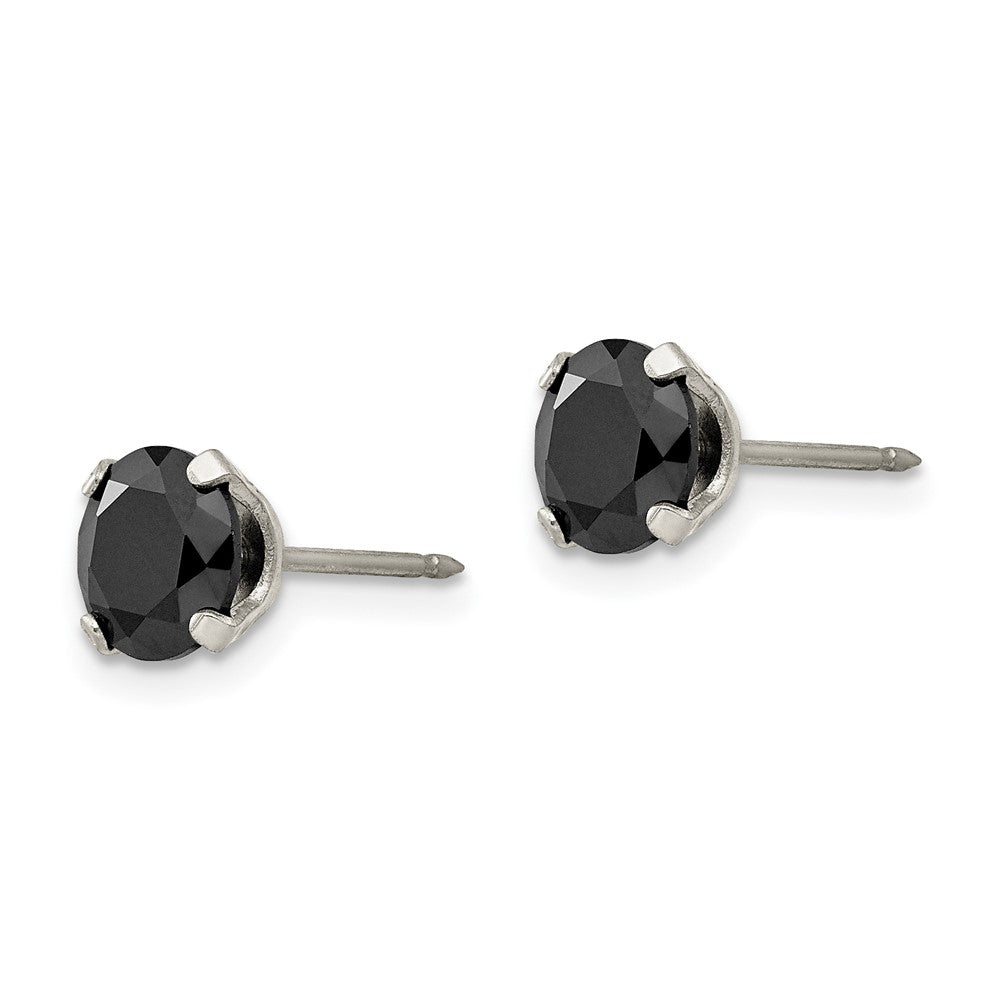 357E Inverness Stainless Steel 7mm Black CZ Earrings
