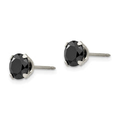 357E Inverness Stainless Steel 7mm Black CZ Earrings