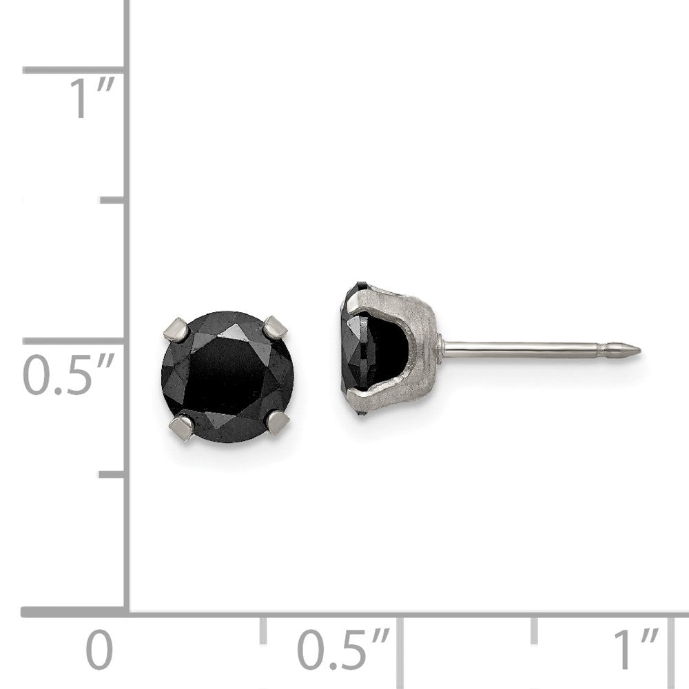 357E Inverness Stainless Steel 7mm Black CZ Earrings