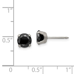 357E Inverness Stainless Steel 7mm Black CZ Earrings