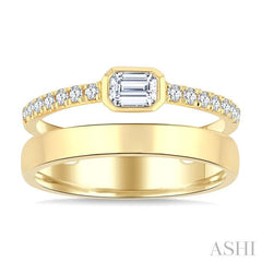 ASHI Emerald Shape Bezel Diamond Fashion Open Ring 360Y3PPFGYG-OC