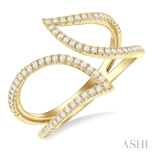 ASHI Leaf Diamond Fashion Open Ring 363G6PPTSYG