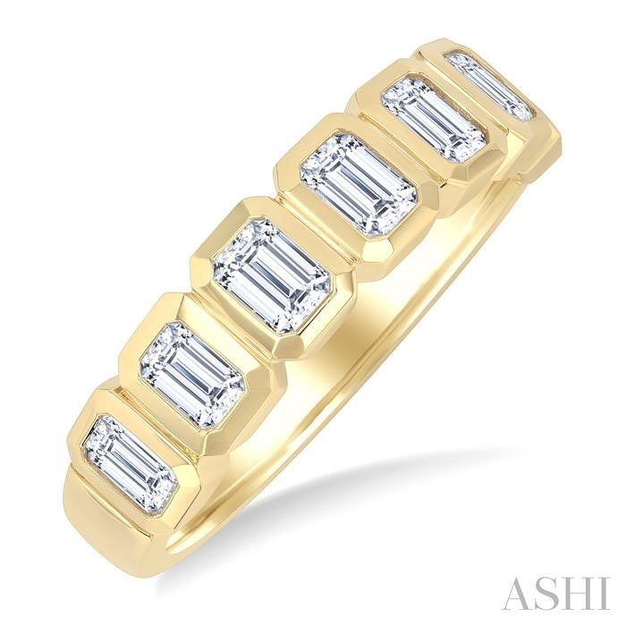 ASHI 7 Stone Emerald Shape Bezel Set Diamond Band 363M0PPFGYG-OC-1.50
