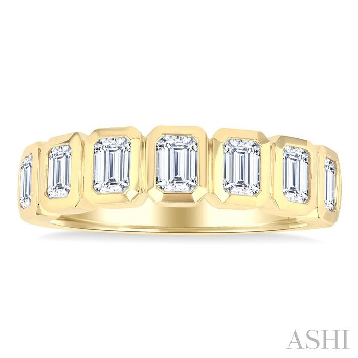 ASHI 7 Stone Emerald Shape Bezel Set Diamond Band 363M0PPFGYG-OC-1.50