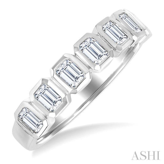 ASHI 7 Stone Emerald Shape Bezel Set Diamond Band 363M1PPFGWG-OC