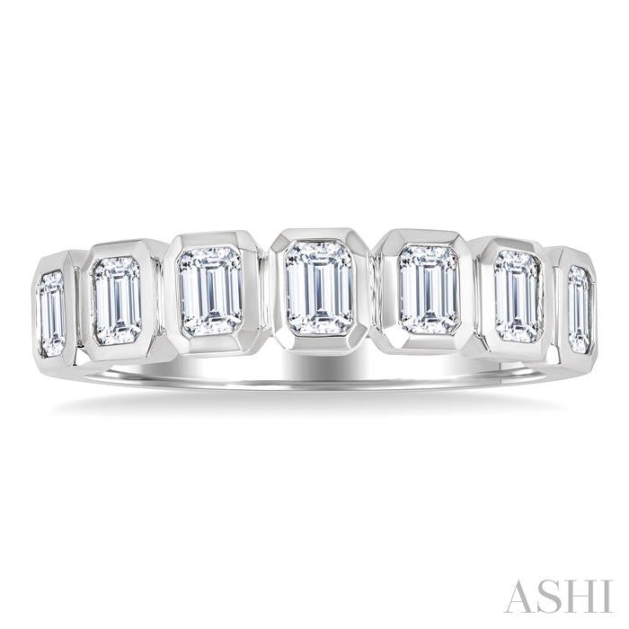 ASHI 7 Stone Emerald Shape Bezel Set Diamond Band 363M1PPFGWG-OC