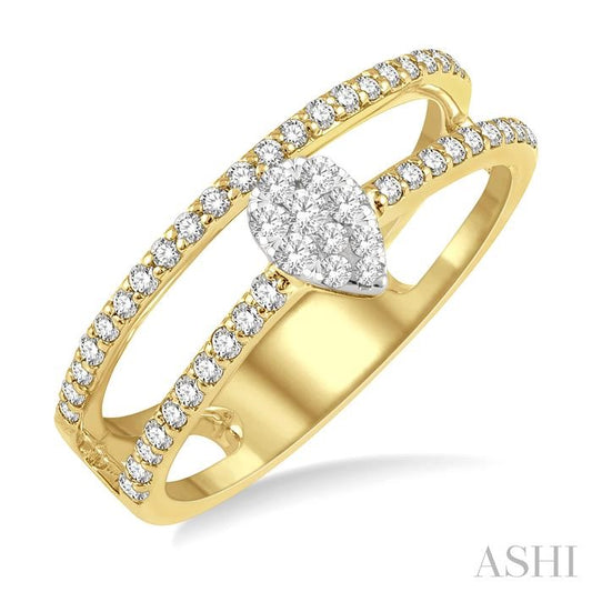 ASHI Double Row Pear Shape Lovebright Diamond Fashion Ring 363P5PPFGYW-PR
