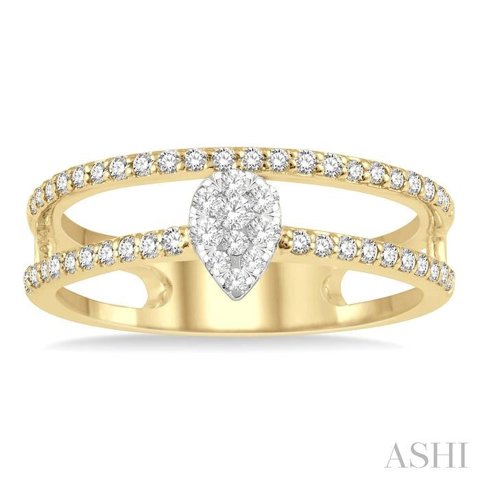 ASHI Double Row Pear Shape Lovebright Diamond Fashion Ring 363P5PPFGYW-PR