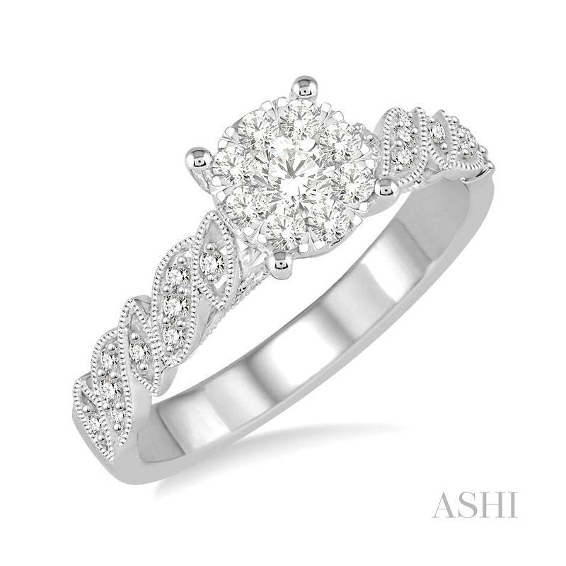 ASHI Round Shape Lovebright Diamond Engagement Ring 131C4PPFVWG-LE