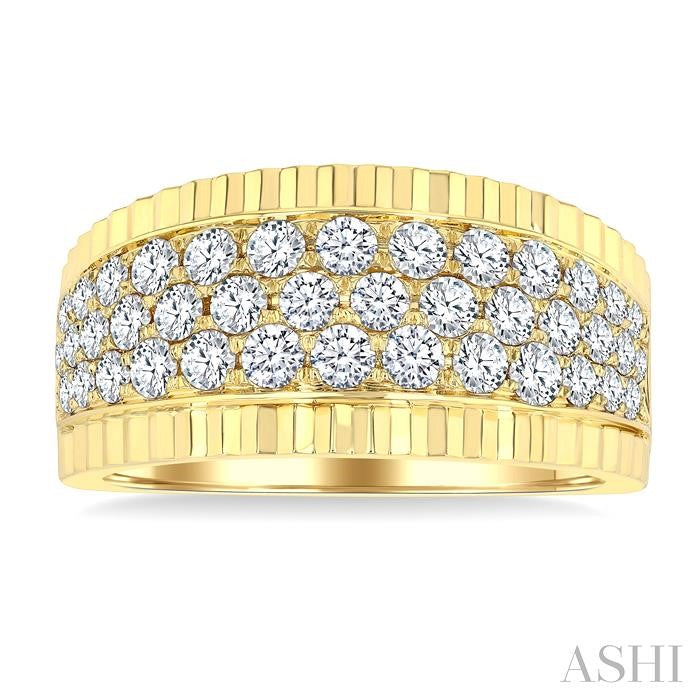 ASHI 3 Row Diamond Wide Band 364M0PPFGYG-1.15