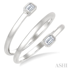 ASHI Emerald Shape Bezel Double Coil Diamond Fashion Ring 364W7PPFGWG-OC