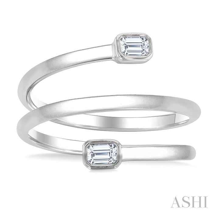 ASHI Emerald Shape Bezel Double Coil Diamond Fashion Ring 364W7PPFGWG-OC