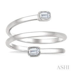 ASHI Emerald Shape Bezel Double Coil Diamond Fashion Ring 364W7PPFGWG-OC