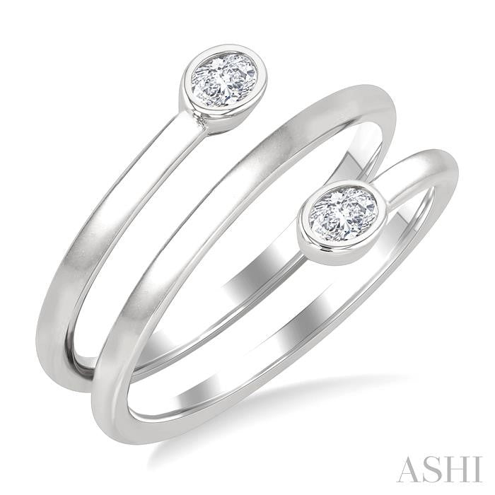 ASHI Oval Shape Bezel Double Coil Diamond Fashion Ring 364W7PPFGWG-OV