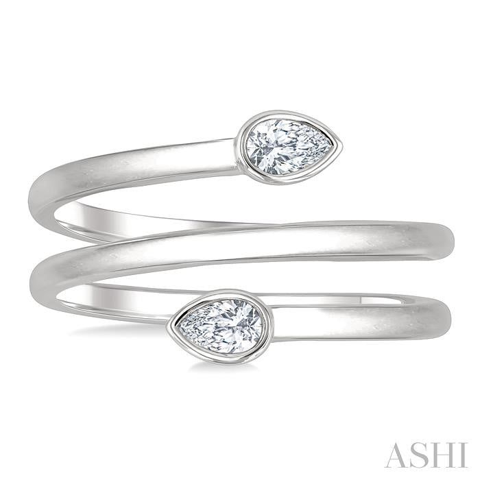 ASHI Pear Shape Bezel Double Coil Diamond Fashion Ring 364W7PPFGWG-PR