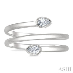 ASHI Pear Shape Bezel Double Coil Diamond Fashion Ring 364W7PPFGWG-PR