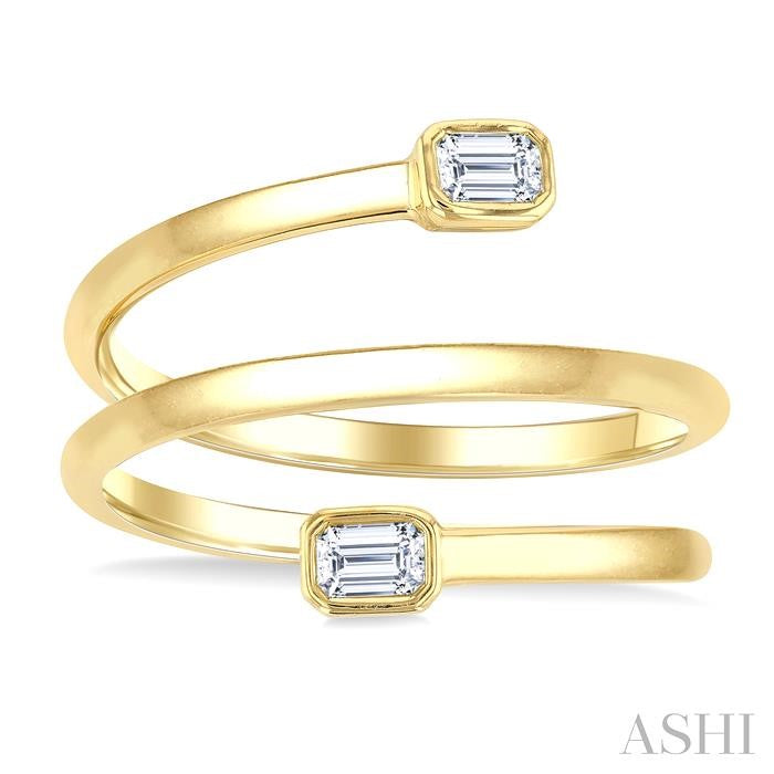 ASHI Emerald Shape Bezel Double Coil Diamond Fashion Ring 364W7PPFGYG-OC