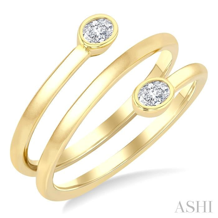 ASHI Oval Shape Bezel Double Coil Diamond Fashion Ring 364W7PPFGYG-OV