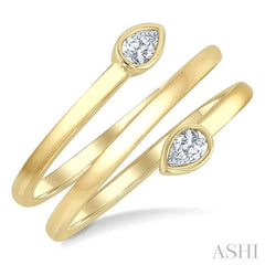 ASHI Pear Shape Bezel Double Coil Diamond Fashion Ring 364W7PPFGYG-PR