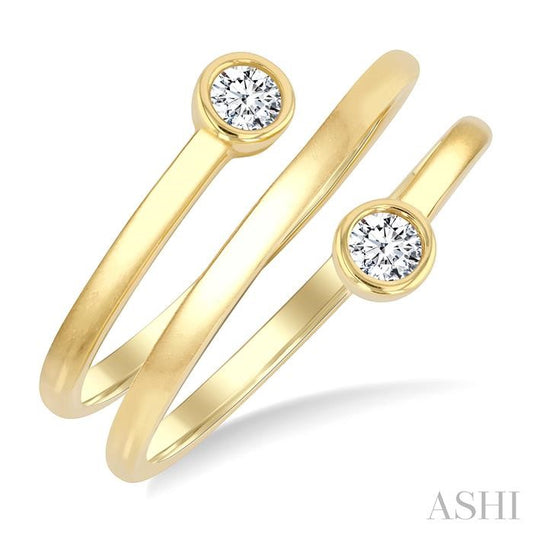 ASHI Round Shape Bezel Double Coil Diamond Fashion Ring 364W7PPFGYG-RD