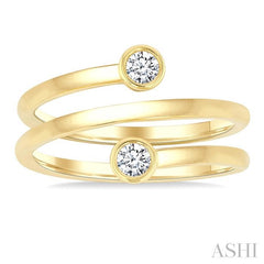 ASHI Round Shape Bezel Double Coil Diamond Fashion Ring 364W7PPFGYG-RD
