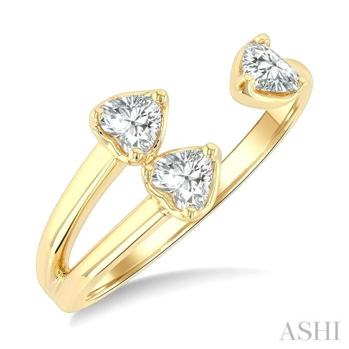 ASHI Triple Heart Diamond Fashion Open Ring 364Y3PPFGYG