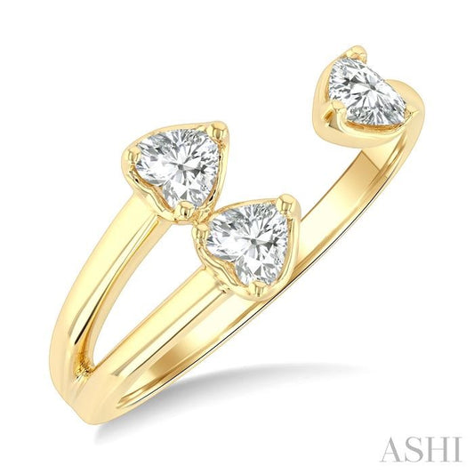 ASHI Triple Heart Diamond Fashion Open Ring 364Y3PPFGYG