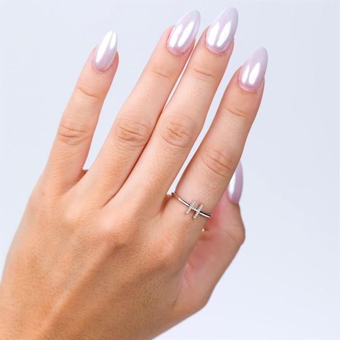 ASHI Block 'N' Initial Diamond Ring 365D9PPTSYG-N