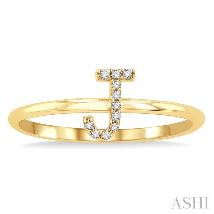 ASHI Block 'J' Initial Diamond Ring 365D9PPTSYG-J