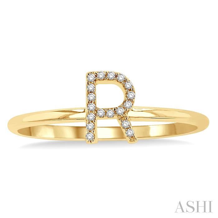 ASHI Block 'R' Initial Diamond Ring 365D9PPTSYG-R