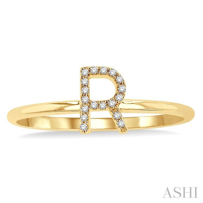 ASHI Block 'R' Initial Diamond Ring 365D9PPTSYG-R