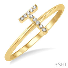 ASHI Block 'T' Initial Diamond Ring 365D9PPTSYG-T