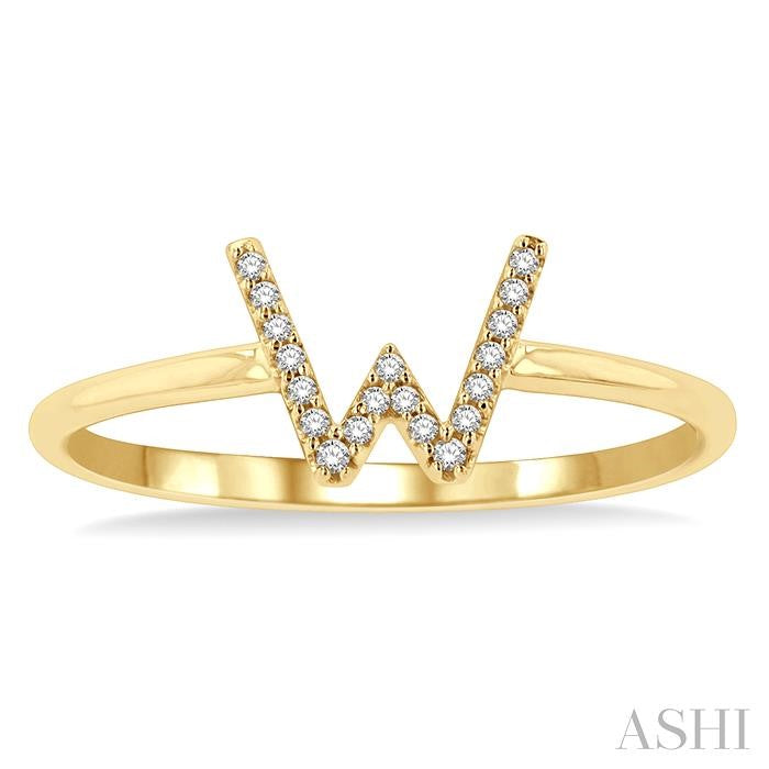 ASHI Block 'W' Initial Diamond Ring 365D9PPTSYG-W