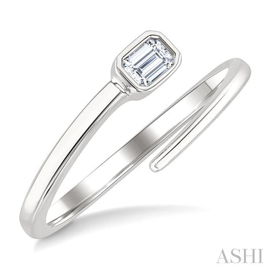 ASHI Emerald Shape Bezel Bypass Diamond Fashion Ring 365W8PPFGWG-OC