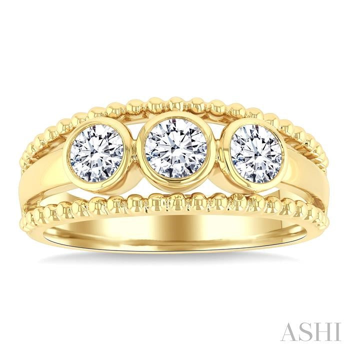 ASHI 3 Stone Bezel Diamond Fashion Ring 366Y2PPFGYG