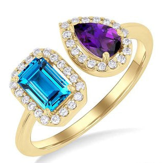 Parkplace Jewelers Toi Et Moi Gemstone & Halo Diamond Fashion Open Ring 50667PPFGBTAMYG