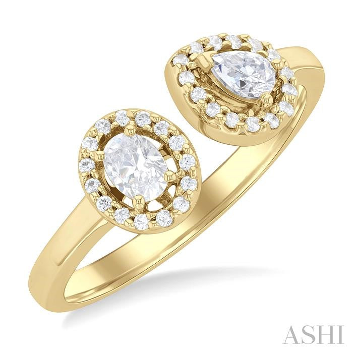 ASHI Toi Et Moi Halo Diamond Fashion Open Ring 368E4PPFHYG