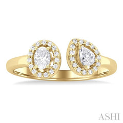 ASHI Toi Et Moi Halo Diamond Fashion Open Ring 368E4PPFHYG
