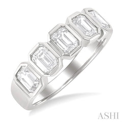 ASHI Emerald Shape Bezel Set Diamond Band 368J0PPFGWG-OC-1.50